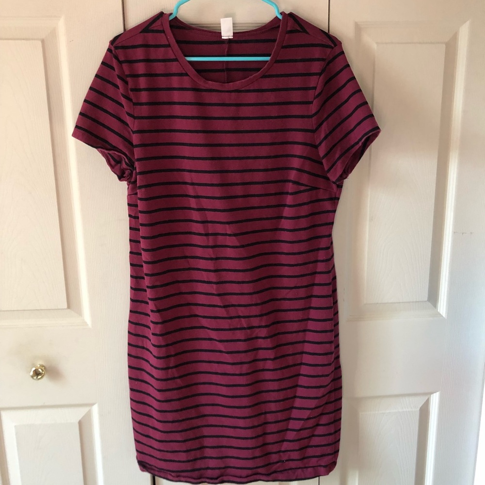 Red and black striped cotton dress